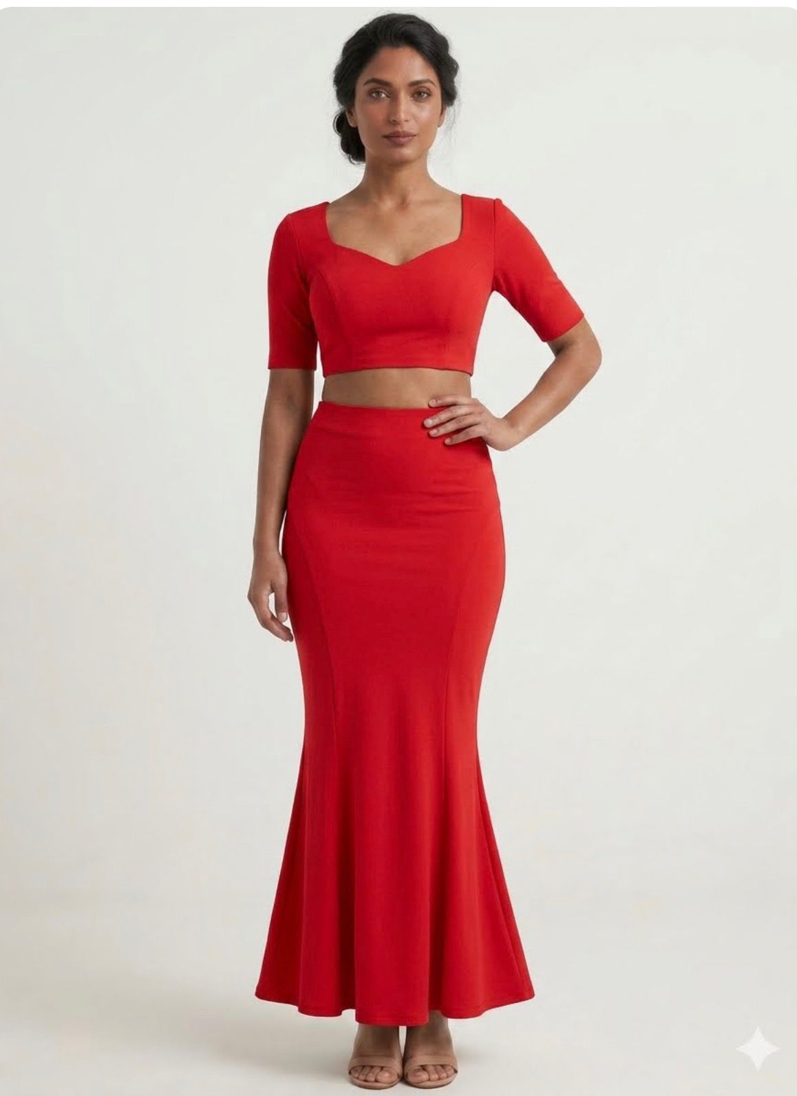 Fishtail Mermaid Shapewear Skirt - Bright Red